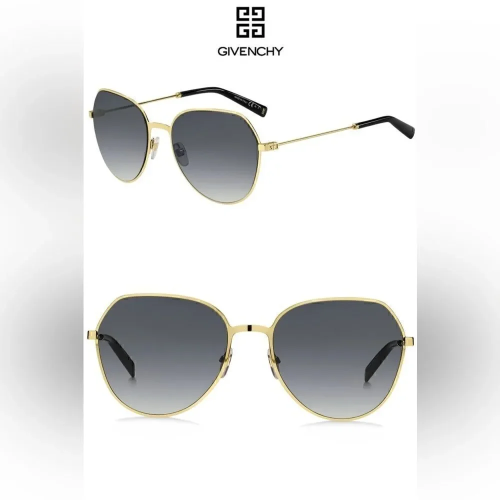 Givenchy NWT gv7158/s 60/19 Butterfly Gold Frame Grey Lens Sunglasses - Picture 2 of 10